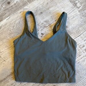 Lululemon Athletica Charcoal/Army Green Align Crop V-Neck Tank